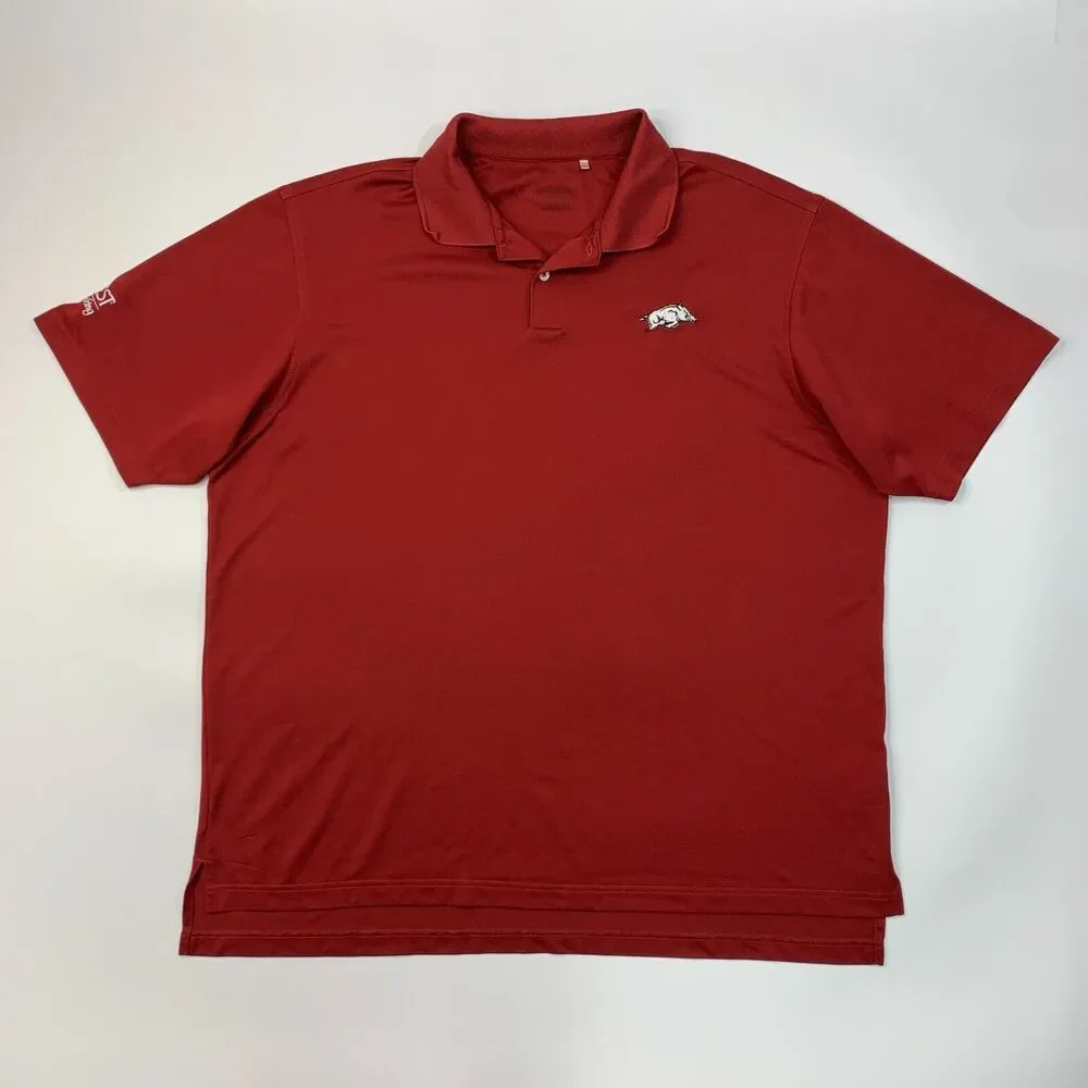 Adidas Arkansas Razorbacks Polo Shirt Mens 2XL XXL Red Active Performance Golf